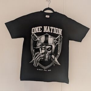 SHAKA  WEAR One Nation RAIDERS Vintage One Nation Black Graphic Tee NWOT
